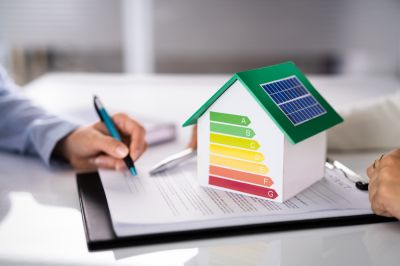 Homeowner reviewing solar system report